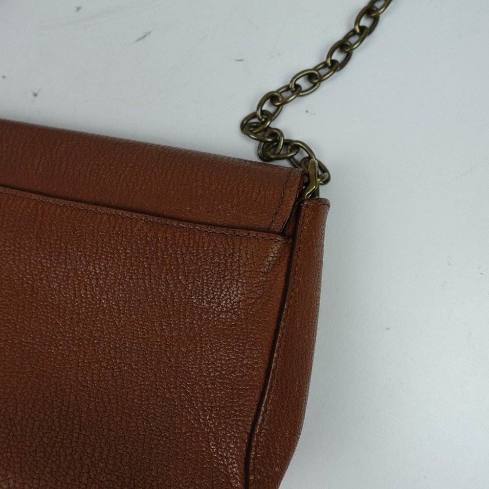 Lauren Ralph Lauren Crossbody Bag Womens Small Brown Leather Chain Turnlock - Picture 7 of 11